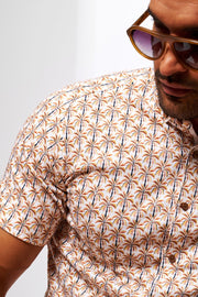 Desoto Short Sleeve Shirt in Rust Palm Print