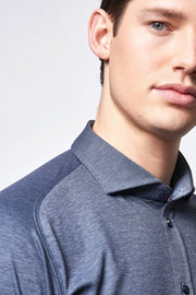 Long-Sleeved Knit Shirt Navy Piqué
