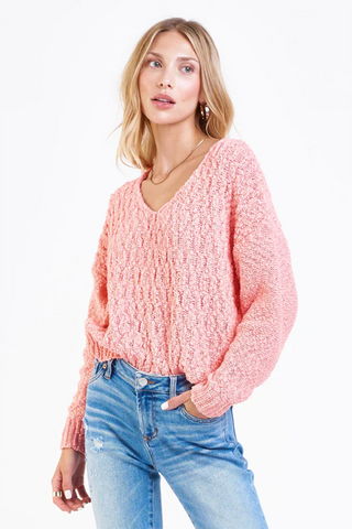 Lexi V-Neck Sweater in Coral Reef