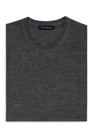 Honeycomb Crew-Neck Sweater Navy or Charcoal