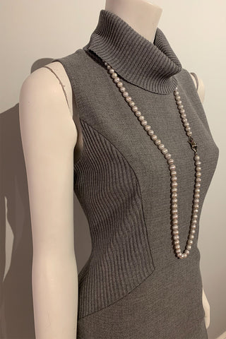 Sleeveless, Turtle-Neck Dress Banker Grey