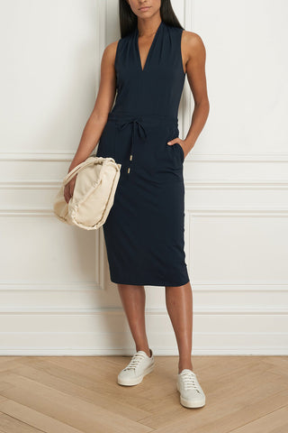 Matte-Jersey, Drawstring Pencil Skirt Navy