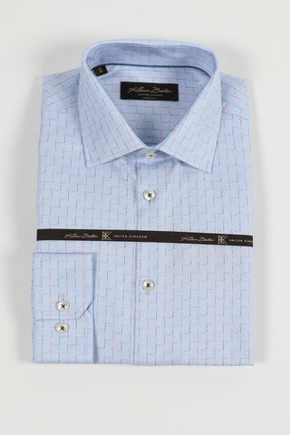 Long Sleeve Dress Shirt in Light Blue Pattern