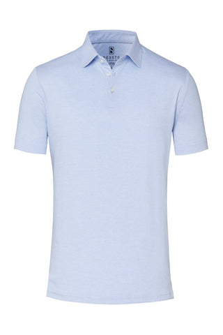 Solid Pique Desoto Short Sleeve Polo in Light Blue