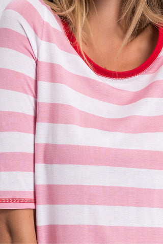 Half-Sleeved T-Shirt Pink Stripes