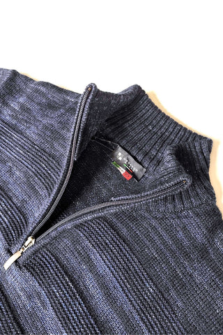 Quarter-Zip, Mock-T Sweater Navy or Burgundy