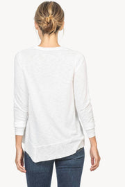 V-Neck with Three-Quarter Sleeves and Ribbed Hem Two Colours