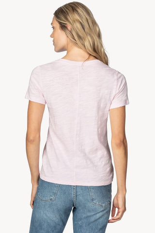 V-Neck T-Shirt with Back Seam. Pink or Blue