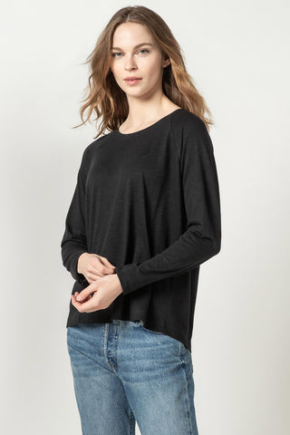 Long-Sleeved, Pleat-Back T-Shirt in 2 Colours