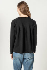 Long Sleeve Pleat Back T Shirt in 2 Colours