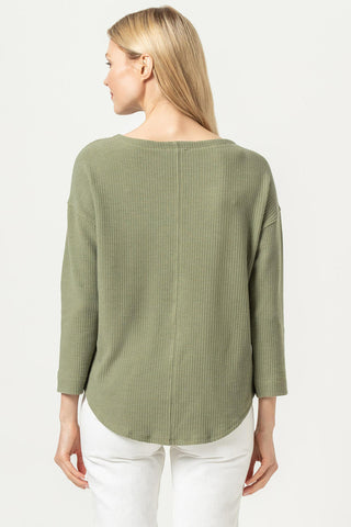 Boatneck Waffle Knit Long Sleeve T-Shirt in 2 Colours
