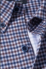 OoohCotton, Long-Sleeved Tech Fabric Sport Shirt Mocha Check