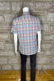 Linen Blend Short Sleeve Casual Shirt in Palm Print