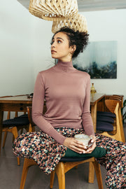 Misty Fine-Knit, Turtleneck Sweater Rosewood or Black
