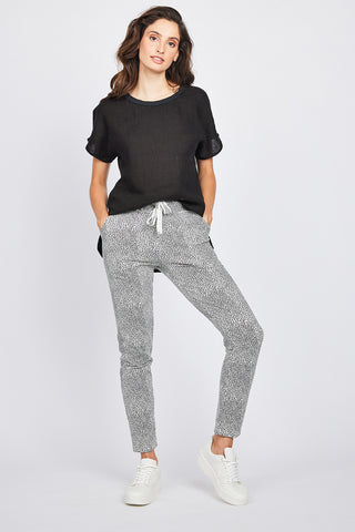 Comfort Fit Terry Cotton Pant in Leopard Print