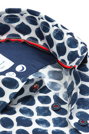 Long-Sleeved Sport Shirt With Navy Ellipse Print