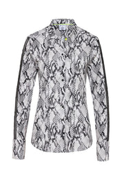 Pia Long-Sleeved Knit Shirt Black & White Snakeskin