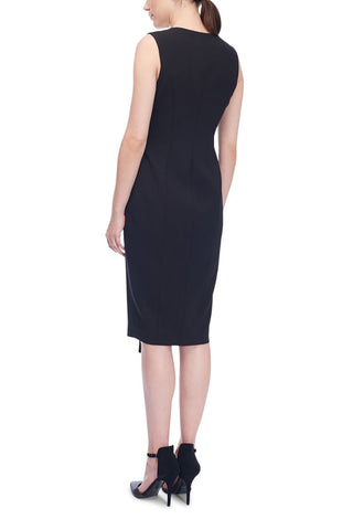 Sleeveless Stretch-Crepe Wrap Dress Black