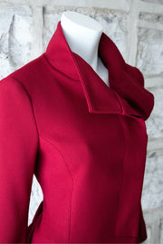 Jacket With Asymmetrical Opening and Flared Sleeves Wine