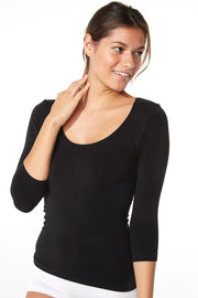 Three-Quarter Sleeve Scoop Neck T-Shirt in Seven Colours