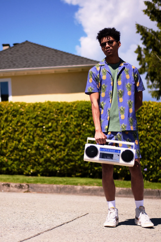 Wild Pineapple Print Camp Shirt