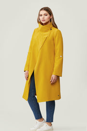 Ornella-N Knee-Length Coat with Cascade Collar