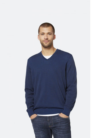 Tipped V-Neck Navy