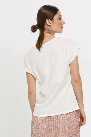 Beta Cap-Sleeved Cotton T-Shirt Snow White with Black Graphic