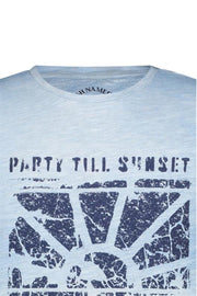 Dip-Dyed, Short-Sleeved Artwork T-Shirt Blue