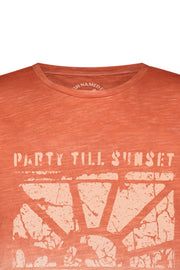 Dip-Dyed, Short-Sleeved Artwork T-Shirt Bright Orange