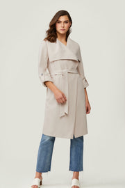 Ornella-N Knee-Length Coat with Cascade Collar