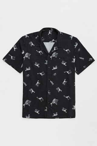 Black X-Ray Jersey Resort Collar Shirt