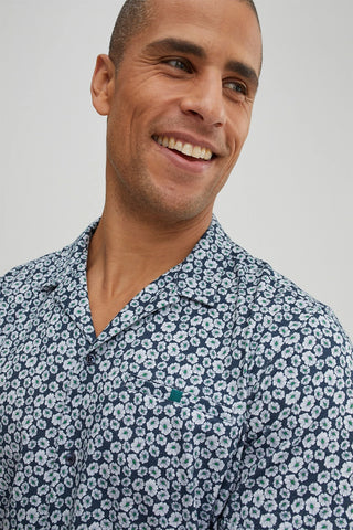 Flower Print Jersey Resort Collar Shirt