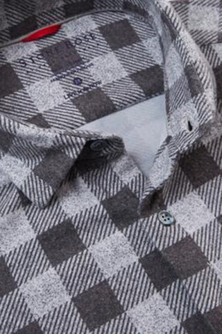 Long Sleeve Knit Brushed Jersey Fleece Check