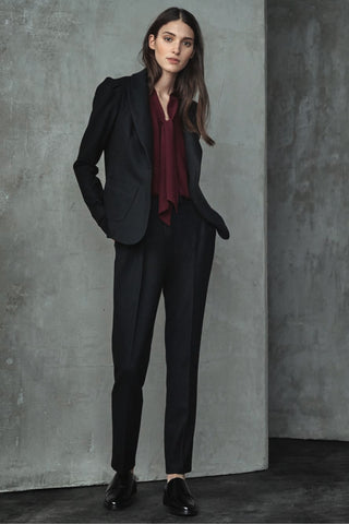 Tone-on-Tone Straight-Legged Pant in Charcoal or Navy