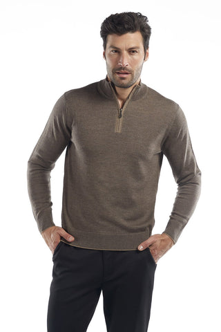 The Palmer Quarter-Zip Mock-Neck Merino Sweater Two Colours