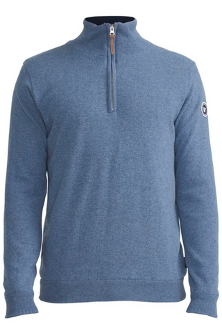 Stellan Windproof T-Neck Sweater in Fade Blue