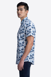 Short Sleeve Woven Shaped Fit Casual Shirt in Riviera