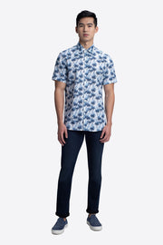 Short Sleeve Woven Shaped Fit Casual Shirt in Riviera