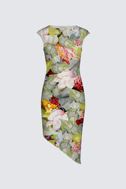The Felicia Sheath Dress Sage-Green Floral Print