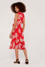 Apricot Wrap Dress in Red/White Floral