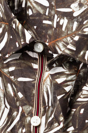 Short-Sleeved Linen Cotton Shaped Shirt in Jungle Print