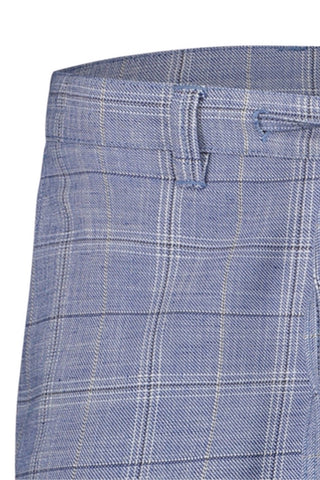 Tone-on-Tone Checked Linen Shorts Light Blue Check