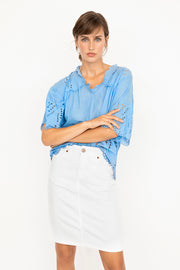 Riona Short Jean Skirt in White