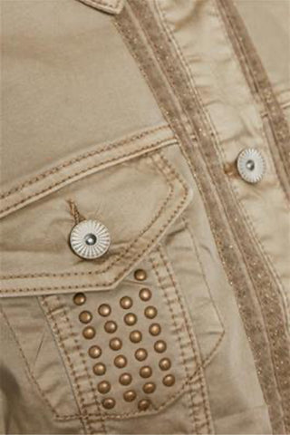 Long-Sleeved Cotton-Twill Cargo Jacket Lead Grey or White