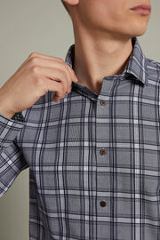 Trostol Long-Sleeved Shirt in Blue Check