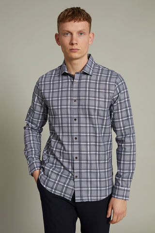 Trostol Long-Sleeved Shirt in Blue Check