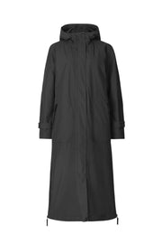 Rain150 Midi-Length Waterproof Coat With Stand Collar in Black