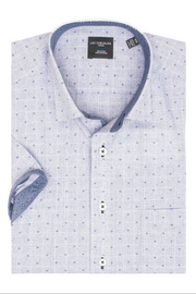 Light Blue Printed Short Sleeved Shirt