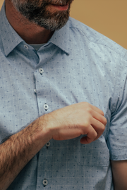 Light Blue Printed Short Sleeved Shirt